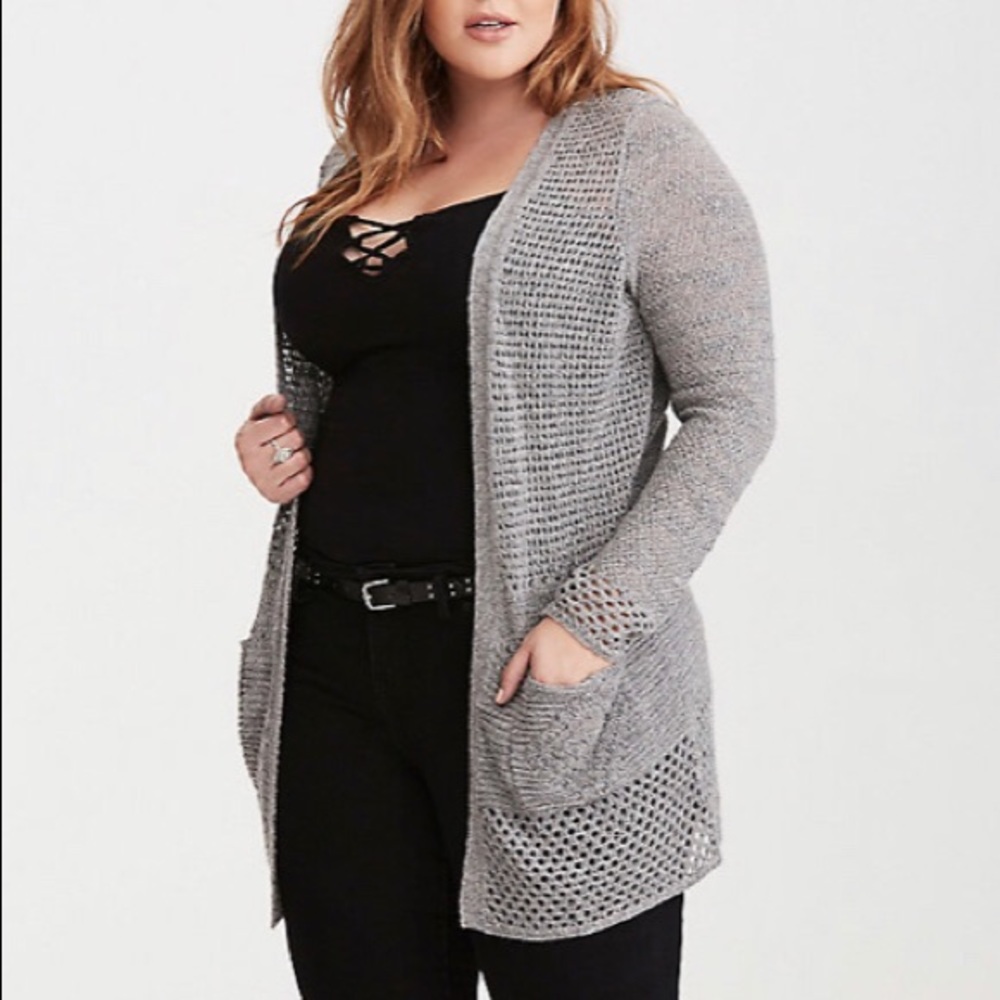 Pointelle Open Cardigan